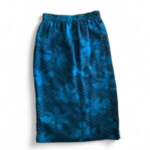 Vintage Julie Francis Wool and Silk Midi Floral Pencil Skirt